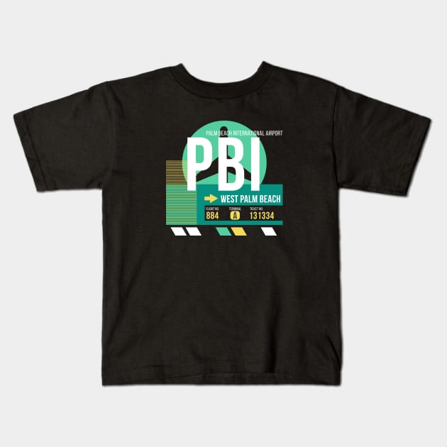 West Palm Beach (PBI) Airport // Retro Sunset Baggage Tag Kids T-Shirt by Now Boarding